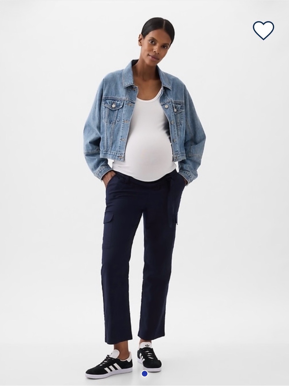 GAP Navy Blue Maternity Linen-Cotton Cargo Pants